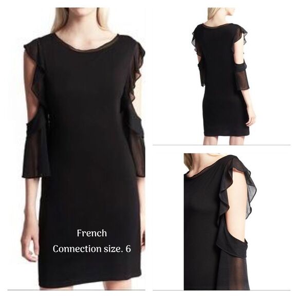 French Connection Ruffle Mix Jersey Dress size 6 - Picture 1 of 7